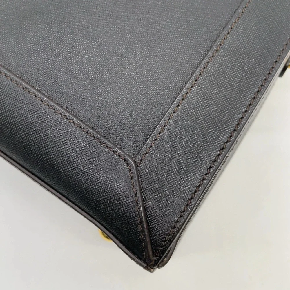 Authentic MCM Gold Hardware Leather Black 2Way Bag with crossbody strap - Picture 10 of 17